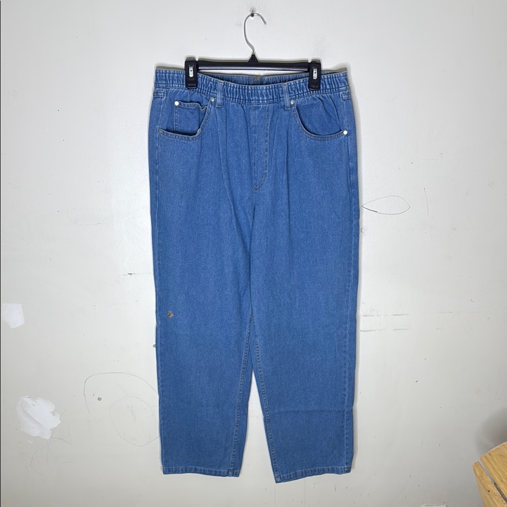 Converse Blue Relaxed Pull On Cotton Jeans High-Rise Straight-Leg Size Large